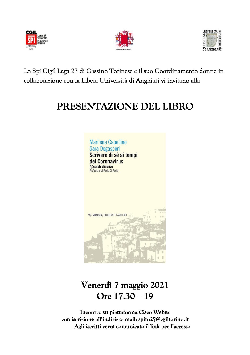 Presentazione libro SCRIVERE DI SE’ AI TEMPI DEL CORONAVIRUS