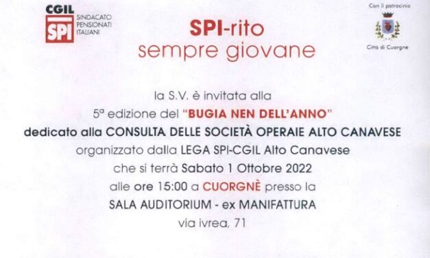 Sabato 1 Ottobre a Cuorgnè con le Società Operaie