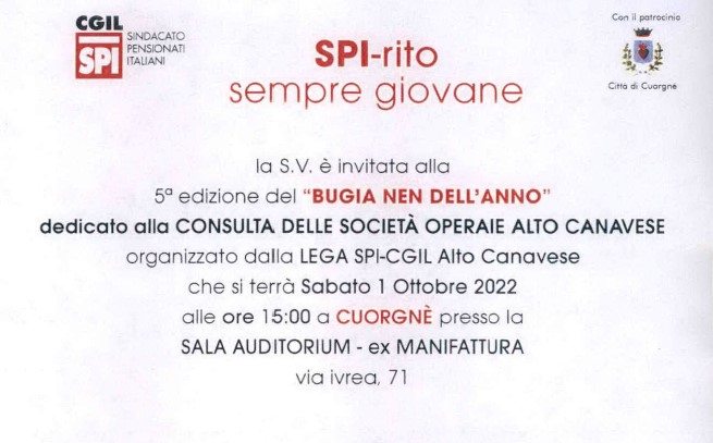 Sabato 1 Ottobre a Cuorgnè con le Società Operaie