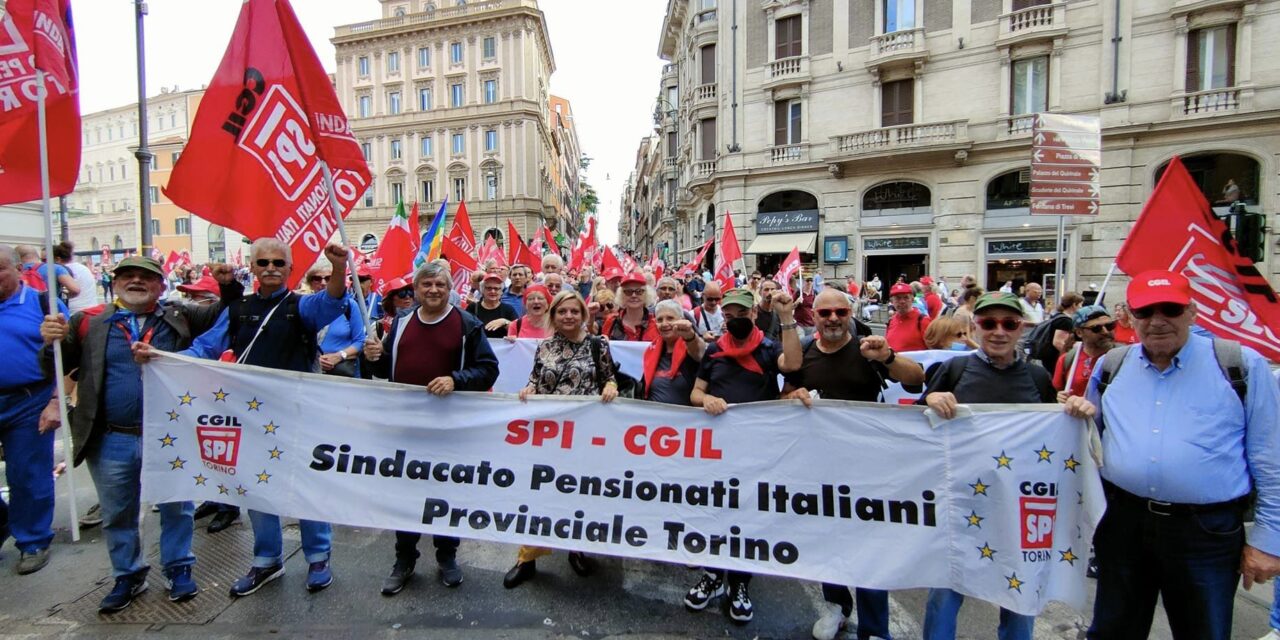 Lo SPI torinese alla manifestazione di Roma