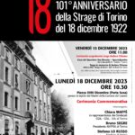 101° ANNIVERSARIO DELLA STRAGE DI TORINO DEL 18 DICEMBRE 1922